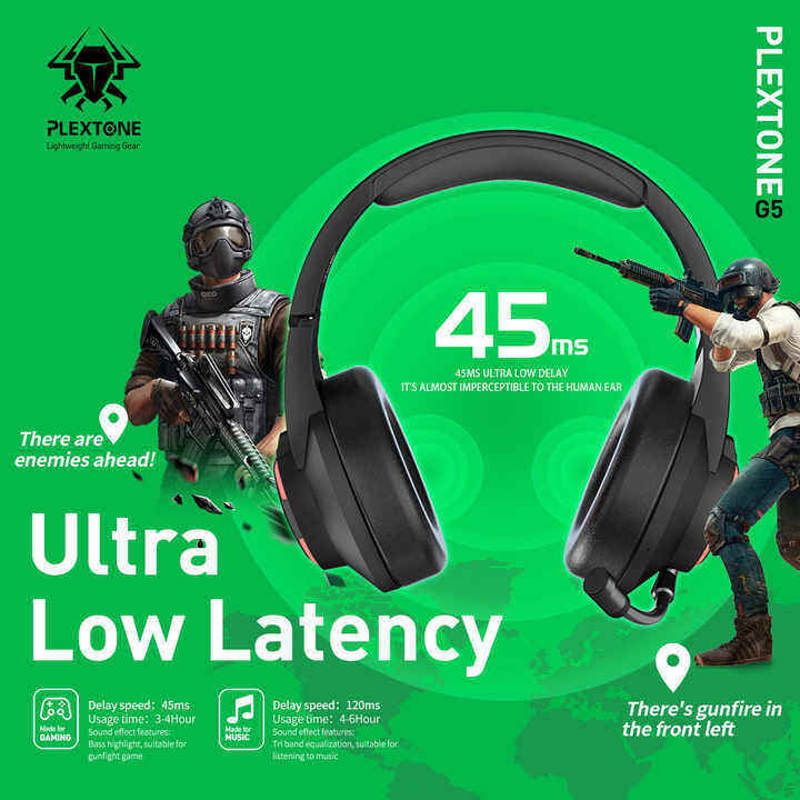 Plextone G5 Headphone Bluetooth Gaming Headphones With Mic Low Latency