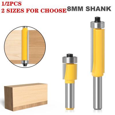 1pc 8MM Shank Flush Trim Router Bits สําหรับเครื่องตัดไม้ยาวพร้อมแบริ่งเครื่องมืองานไม้ Endmill