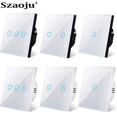 Szaoju EU Touch Switch LED แผงกระจกคริสตัลโคมไฟติดผนังสวิตช์ไฟสวิตช์ AC110-220V 123 Gang Sensor Switches Interruttore