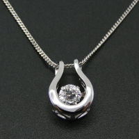 925 Sterling Silver Moving Stone Horseshoe Pendants Dancing Diamond Dancing CZ Womens Pendant