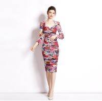 Good discount to house a clearance promotion ladies summer 2022 fashion party led yarn printing telescoped dress