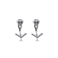 S925 Original Sterling Silver Earrings for Women Sparkling Wishbone Heart Stud Earrings Party Gift Femal eJewelry brincos