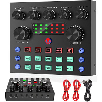 V8S Sound Card Bluetooth Stereo Audio DJ Mixer Professional Microphone Audio Interface Phantom Power For BM 800 Live Streaming