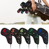 Angle Club Headcover 10Pcs/Set Stylish Number Embroidered Scratch-Resistant Synthetic Leather Golf Iron Club Cover For Golfing