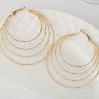 【YP】 Gold Color and 4 Layer Big Hoops Earring for Round Classic  Fashion Jewelry Zinc Alloy New 2021 E0145