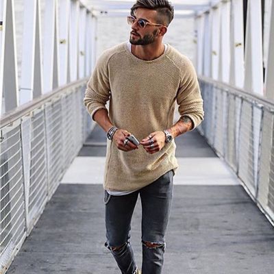 Autumn Casual Solid O Neck Sweater Men Pullover Sweaters Casual Jumper Male Knitted