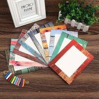 卐☃ 9pcs creative paper photo frame photo wall 7 inch wood grain hanging to send clip hemp paper album