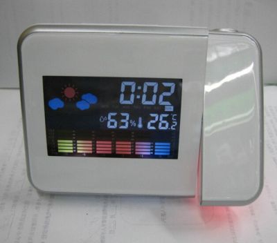 【Worth-Buy】 จอนาฬิกาเครื่องฉาย Led สีนาฬิกาพยากรณ์อากาศขี้เกียจนาฬิกาอิเล็กทรอนิกส์ฉายปฏิทินสภาพอากาศตลอด
