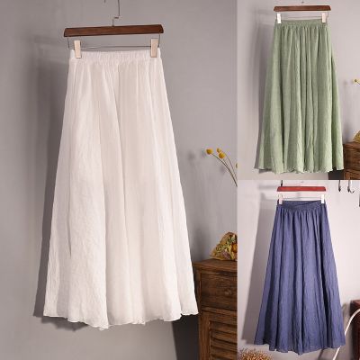 【CC】◈▨  Pleated Skirts Cotton Skirt for Elastic Waist  Boho Beach