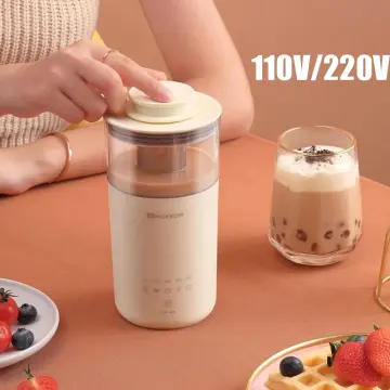 6 in 1 Automatic Milk Tea Machine 300ml Electric Coffee Maker Milk Frother Tea Maker DIY Milk Tea Office Boiling Cup 220V, Brown