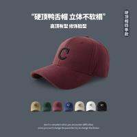 【Hot Sale】 Hard top peaked cap womens Korean version trendy C letter sunscreen baseball three-dimensional shape soft collapse male all-match show face