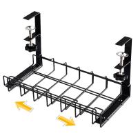 ชั้นเก็บสายไฟแบบที่จับที่แขวนช่องเสียบใต้โต๊ะสำหรับสำนักงานถาดการจัดการสายเคเบิลบนโต๊ะ