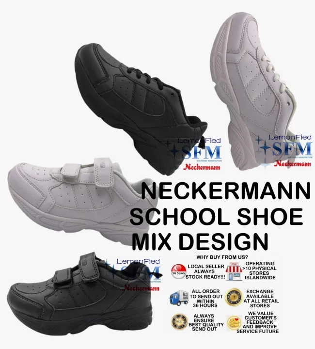 NECKERMANN MIX Shoe Size 30 - 45 SCHOOL SHOES 9141 9139 7045 WHITE BLACK  LACE VELCRO SNEAKER INDOOR OUTDOOR Lemonfied SFM | Lazada Singapore