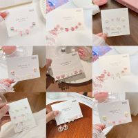 【YP】 Pink Ears Stud Earrings Set Korean for Colorful Earring Jewelry