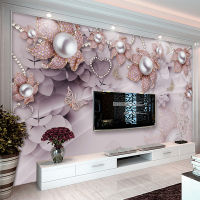 [hot]Luxury 3D Embossed Purple Flower Jewelry Wallpaper Photo Poster Living Room Entrance TV Background Home Decor Papier Peint Mural