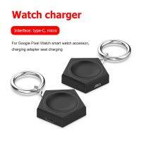 Portable Wireless Charging Stand Base for Google Pixel Watch Charger Dock with Keychain 2 IN 1 Micro USB Type C Charger Adapter