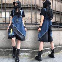 เสื้อผ้าแฟชั่นสำหรับสุภาพสตรี Denim overalls female new straps shorts knee-high long in jumpsuits condole wide-legged trousers