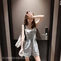 COD jfdss Denim Overalls Shorts Female Korean Version Loose Slimmer Look 2022 Summer Clothes Influencer New ins Student Two-Piece Suit