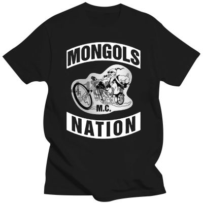 New MONGOL MC NATION American Motorcycle Club Black t-Shirt Cotton Short t Mens Short-Sleeved Round Neck Casual Short t Couple Style Fashion All-Match
