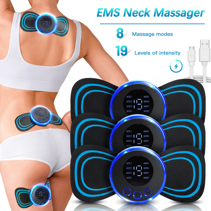 Portable 8 Mode EMS Cervical Vertebra Massage Patch Neck Rechargeable  Massager for Muscle Pain Relief Cervical Massage