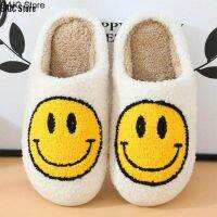 GAIC Store ER Smiley Korean version of autumn furry couple cotton slippers female bag with home cute thick-soled cartoon non-slip indoor