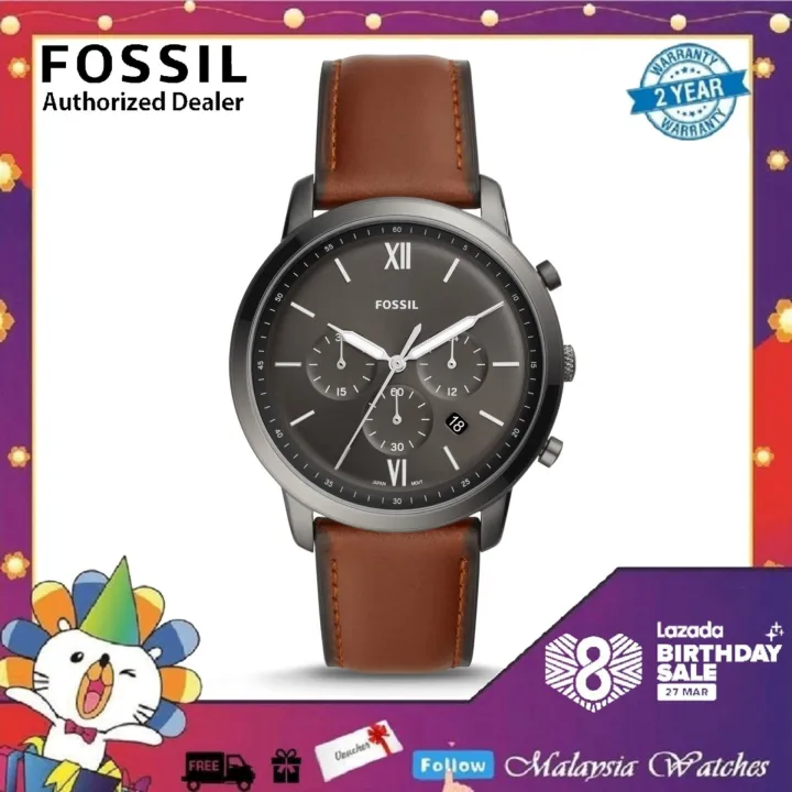 fossil neutra chronograph amber leather watch