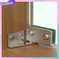 YESMILE 2PCS สังกะสีอัลลอยด์ บานพับประตูกระจก ฮาร์ดแวร์สำหรับคลังสินค้า เฟอร์นิเจอร์สำหรับตกแต่ง แคลมป์ไร้กรอบ ของใหม่ ไม่มีการเจาะ บานพับประตูตู้ ตู้แก้วใส่ของ