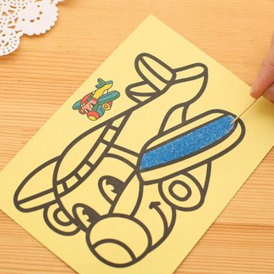 10pcs/lot Kids DIY Color Sand Painting Art Creative Drawing Toys Sand Paper Learn to Art Crafts Education Toys for Children