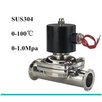 DC24V 3/4" DN20 Tri Clamp OD 50.5mm Stainless Steel 304 Electric Sanitary Solenoid Valve Silicone Sealing Normally Closed