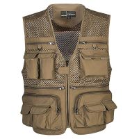 ✸ hnf531 Mens vest breathable mesh vest large size multi-pocket summer Waistcoat