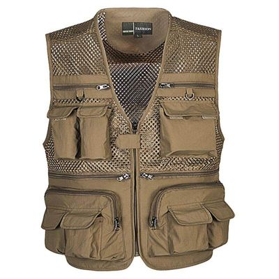 ✸ hnf531 Mens vest breathable mesh vest large size multi-pocket summer Waistcoat