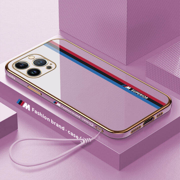 ggk-เคสเคสสำหรับ-apple-iphone-15-plus-15-pro-15-pro-max-ฟรีสายคล้องโลโก้รถแข่งของเล่นแฟชั่นขอบสี่เหลี่ยมปลอกชุบเคลือบเคสโทรศัพท์หรูหราชุบเคลือบเคสโทรศัพท์นิ่ม