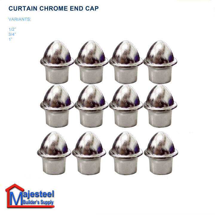 Decorative Curtain Pole End Cap Chrome Plated Curtain Rod Home Decor 1/2'' , 3/4'' , 1'' SOLD