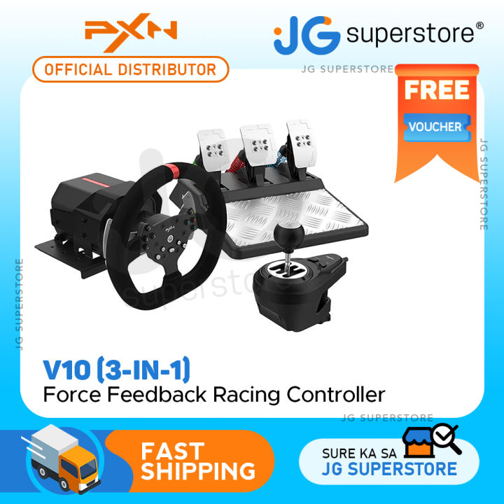PXN V10 3-in-1 Detachable Force Feedback Racing Wheel with 900 Degree  Switch Button, Dual Paddle Shifters and Adjustable Pedal for PC, PS4, Xbox  Series JG Superstore Lazada PH