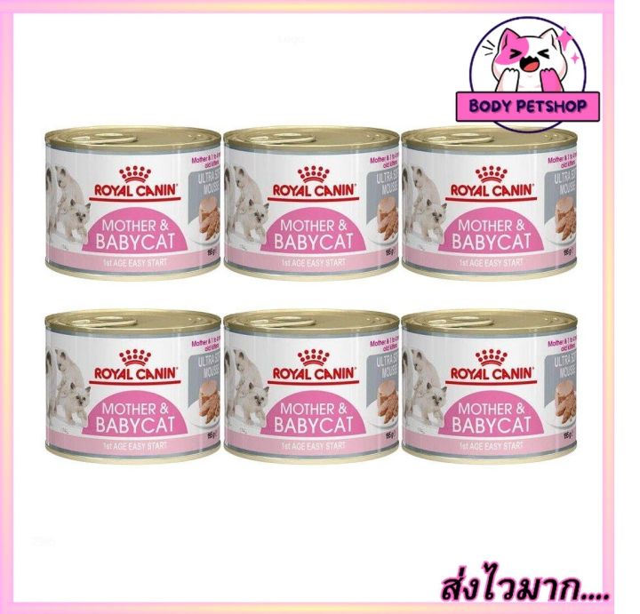 (6 กระป๋อง) Royal Canin Babycat Mousse Cat Food กระป๋องแบบเปียก  อาหารเปียกแมวสำหรับลูกแมว และแม่แมวตั้งท้อง 195กรัม