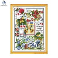 ❀ Wild DIY Scenery Cross Stitch Kit Aida 14CT 11CT White Count Printed Canvas Fabric Embroidery Needle and Thread Set Home Decor