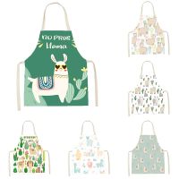 Alpaca Llama Cactus Printed Aprons Kitchen Sleeveless Kids Adults Linen Apron Cooking Baking Waist Household Cleaning Tools Bib