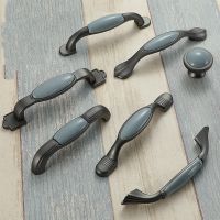 【CW】 Mediterranean Blue Ceramic Cabinet Knobs and Handles Gray Wardrobe Door Pulls European Furniture Handle Cabinet Hardware