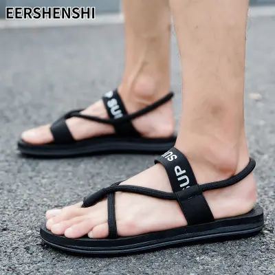 EERSHENSHI รองเท้าแตะผู้ชายสไตล์เกาหลีฤดูร้อนแฟชั่นใหม่,รองเท้าแตะคู่รักรองเท้าแตะชายหาดพีวีซีกันลื่นนุ่มสบายกันน้ำรองเท้าแตะหลายขนาด