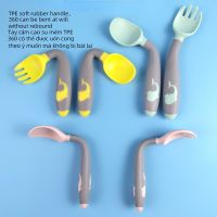 Utensils Food Health Feeding Learning Eating Prespoon for Children Accessories Baby 360 Degrees Bendable Silicone Spoon Forks Bowl Fork Spoon Sets