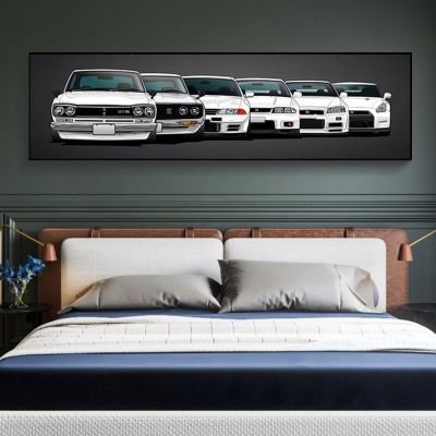 โปสเตอร์อะนิเมะคลาสสิก,Skyline Gtr Car Wall Art,ภาพความละเอียดสูงพิมพ์บนผ้าใบ,เหมาะสำหรับตกแต่งห้องนอนห้องนั่งเล่น,ของขวัญในอุดมคติ