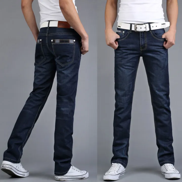 Jeans untuk Lelaki Perniagaan Klasik Klasik Jeans Gaya Asas Lurus ...