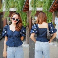 Chic No.9 : Top เสื้อแขนตุ๊กตา - Navy Mira