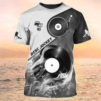 - T SHIRT[KiPgtoshop]    men new DJ rock T shirts Hotel nightclub fashion trend neutral clothing 3D musical instrument printed round deck OPS teeth shapes