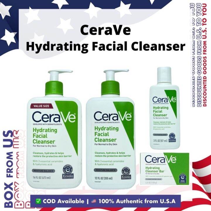 CeraVe Hydrating Facial Cleanser and Hydrating Cleanser Bar Soap