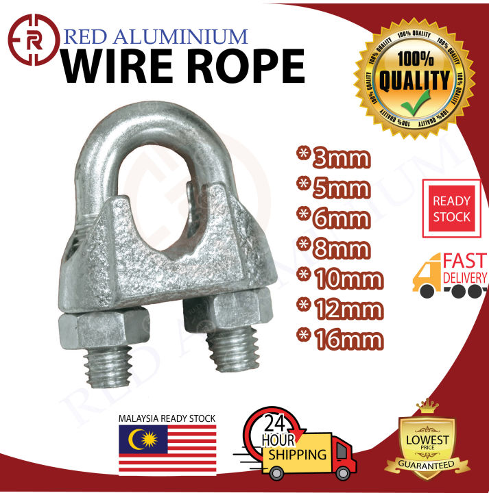 Wire Rope Clip Wire Rope Clamp U-Bolt (GI) Galvanized Wire Rope Heavy ...