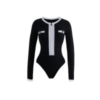 ECO COLLECTION BLACK BODYSUIT ชุดว่ายน้ำแขนยาวซิบหน้า มีฟองน้ำในตัวผ้าหนา กัน UV UPF 50+ ซับในทั้งตัว