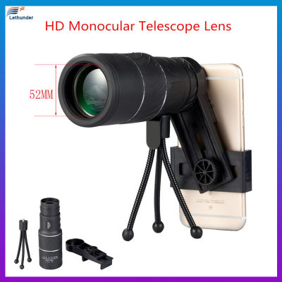 16X 52 Monocular HD Low-Light การมองเห็นได้ในเวลากลางคืนกล้องเพื่อการกีฬากล้องโทรทรรศน์กล้องเอนกประสงค์ขาตั้งคลิปหนีบ
