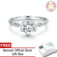 BAMOER 1.0CT D สี VVS1 EX ที่ละเอียดอ่อน Moissanite แหวน Pave การตั้งค่า CZ 925เงินสเตอร์ลิงแหวนสำหรับงานหมั้นงานแต่งผู้หญิงของขวัญ MSR018