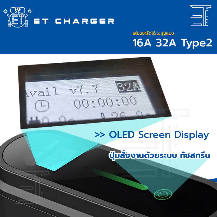 อุปกรณ์ชาร์จไฟ-7kw-type2-รับประกัน-2ปี-สาย-5-เมตร-ปรับกำลังไฟได้-5ระดับ-ev-charger-type-2-ที่ชาร์จรถไฟฟ้า-สถานีชาร์จ-สำหรับ-tesla-byd-atto-3-volvo-haval-mg-bev-phev